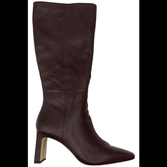 Sam Edelman Women's Sylvia Wide Calf Pointed Heel Boots Leather Pecan - Medium - Picture 1 of 2